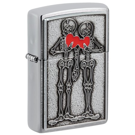 ZIPPO Couple Love Emblem Bruahed Chrome Pocket Lighter 48688